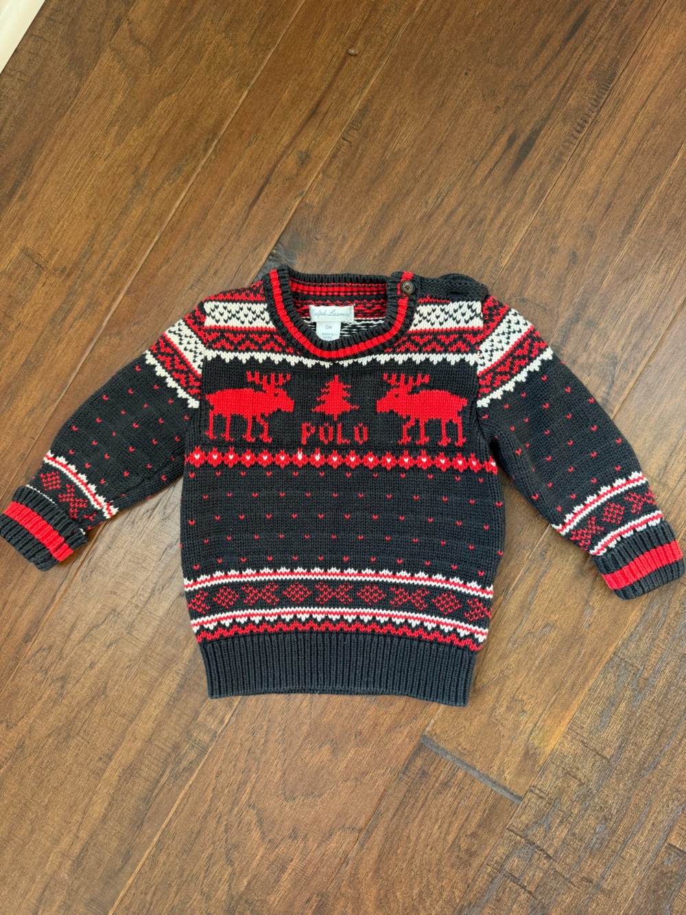 Polo by Ralph Lauren Black, Red & White Kids Nordic Moose Sweater